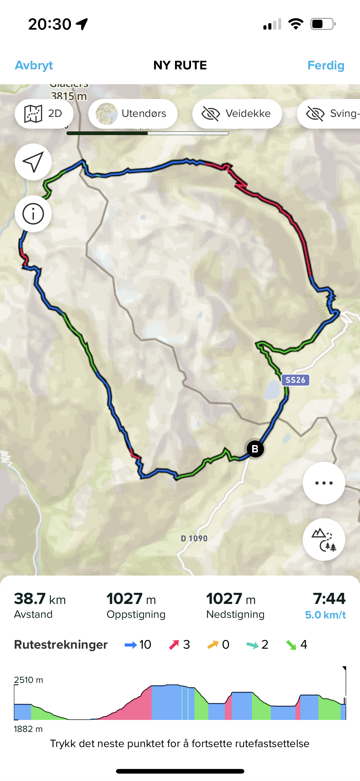 rutestrekningerapp