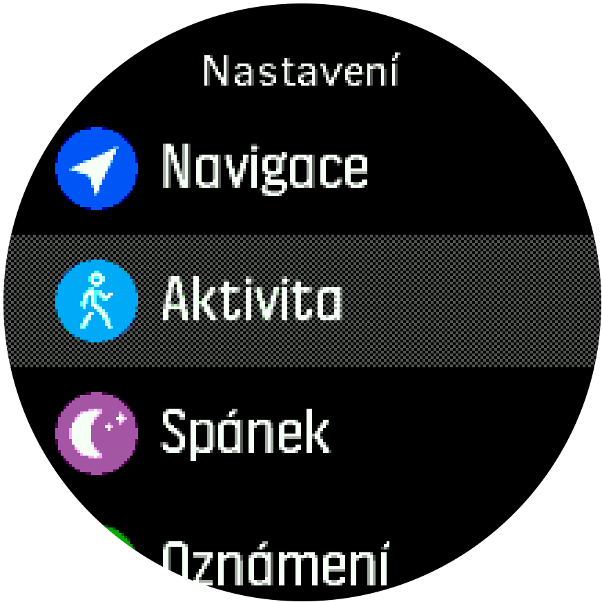 Nabídka nastavení – Spartan Trainer