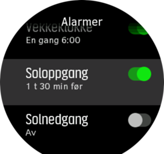 SunriseSunset alarm toggle Spartan