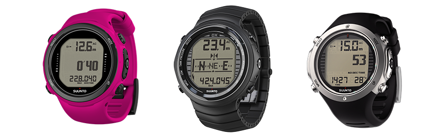 Suunto D4i Novo Pink, Suunto DX Black Titanium och Suunto D6i Novo Stone