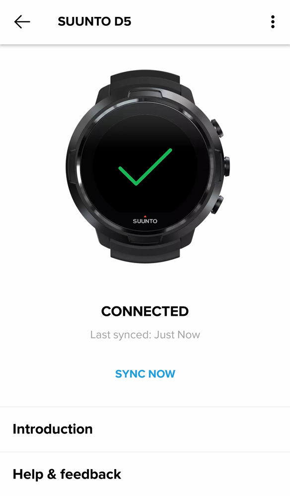 Suunto D5 connecté à l'appli Suunto pour Android