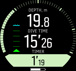 Suunto D5 – sukeltaminen mittaritilassa