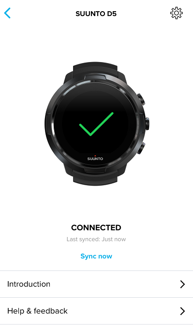 Suunto D5 conectado a la app Suunto para iOS